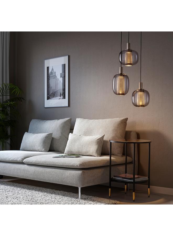 Zaboon Pendant lamp with 3 lamps, nickel-plated/grey glass, 41 cm - Image 3