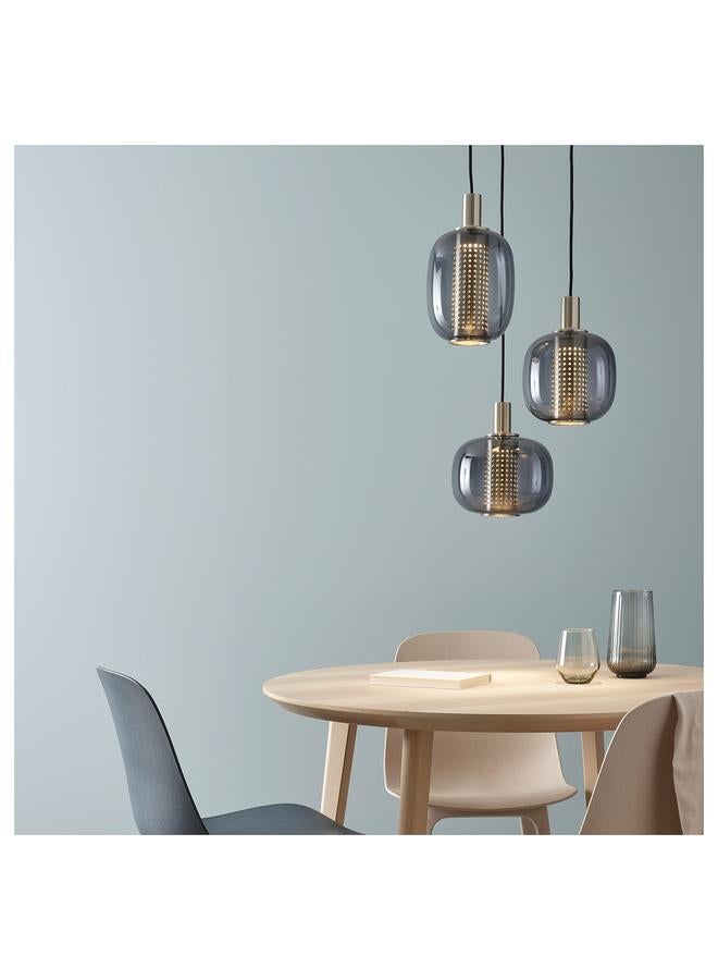 Zaboon Pendant lamp with 3 lamps, nickel-plated/grey glass, 41 cm - Image 4