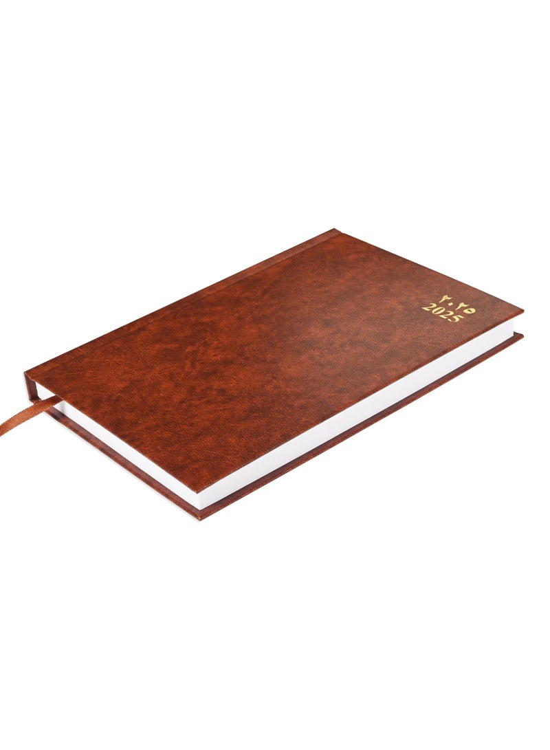 Fis 2025 A5 Diary,Vinyl,  (Arabic/English)  Hard Cover Brown -FSDI21AE25BR - Image 1
