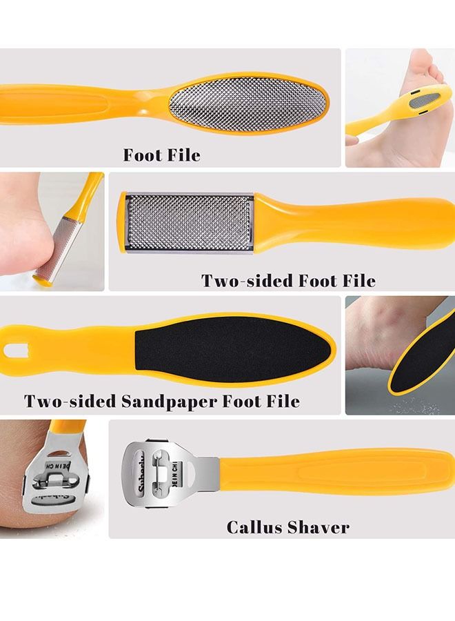 Generic 10 Piece Professional Pedicure Foot Care Tool Set, Foot Rasp Dead Skin Remover Pedicure Kit (Yellow)  - Image 3