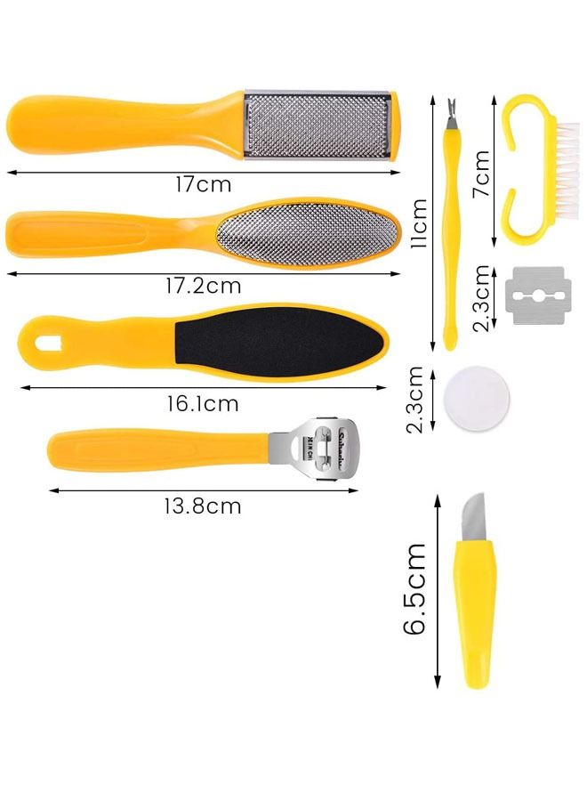 Generic 10 Piece Professional Pedicure Foot Care Tool Set, Foot Rasp Dead Skin Remover Pedicure Kit (Yellow)  - Image 2