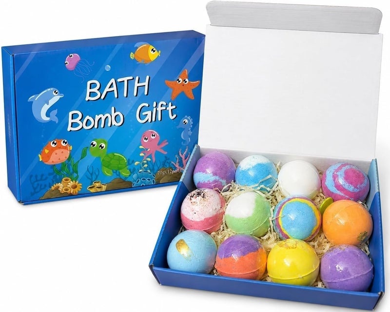 Bath Bombs for Kids with Surprise Toy Inside Each Ball, 12 Pcs Colorful Sea Creatures Bath Bombs for Kids, Fun Gift for Girls and Boys - Image 1