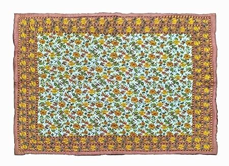 SIBLEY Craft 240 TC Single Bed Organic Cotton Jaipuri Razai Bed Blanket Ac Quilt for Winter Soft Light Weight Rajasthani Traditional Rajai Cotton Comforter 85 x 55 inch Design1 Single - Image 4