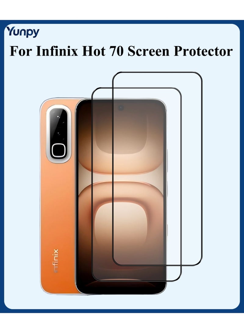 Yunpy 2 Pack Tempered Glass Screen Protector for Infinix Hot 70, 9H Hardness HD Clear Anti-Scratch Anti-Fingerprint Bubble-Free Case Friendly Screen Protector - Image 1