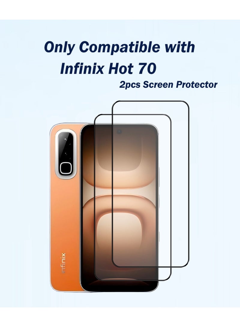 Yunpy 2 Pack Tempered Glass Screen Protector for Infinix Hot 70, 9H Hardness HD Clear Anti-Scratch Anti-Fingerprint Bubble-Free Case Friendly Screen Protector - Image 2