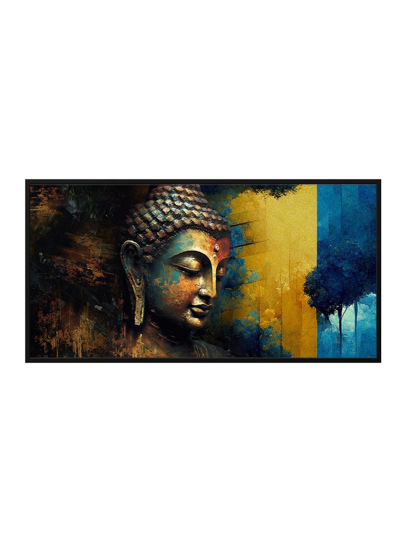 999STORE Lord Buddha Face Art Multi Color modern wall paintings for living room gautam buddha painting Canvas Framed_24X48 Inches BoxF24X48061