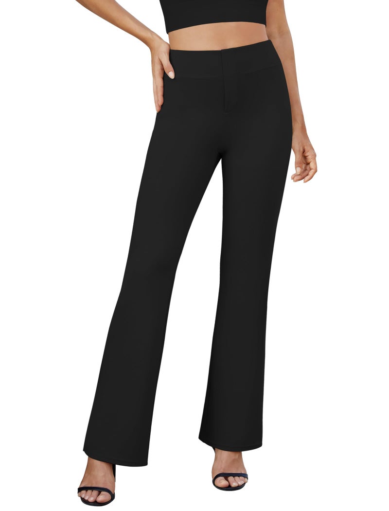 DLOODA Womens Bootcut Dress Pants Business Casual Work Pants with Pockets High Waist Stretchy Trousers Pull On Office Slacks Black - Image 2