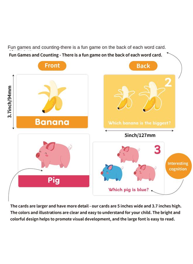 Bluejw Cross-border Early Education Card 100 Children's Baby English Double-sided Flash Card Animal Fruit Enlightenment Education Awareness Card - Image 4