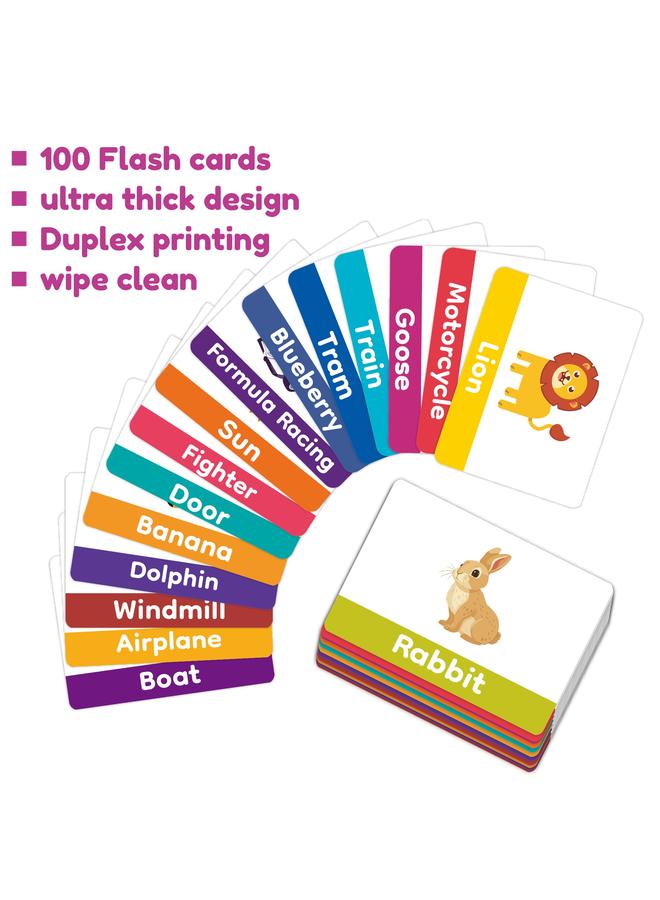 Bluejw Cross-border Early Education Card 100 Children's Baby English Double-sided Flash Card Animal Fruit Enlightenment Education Awareness Card - Image 3