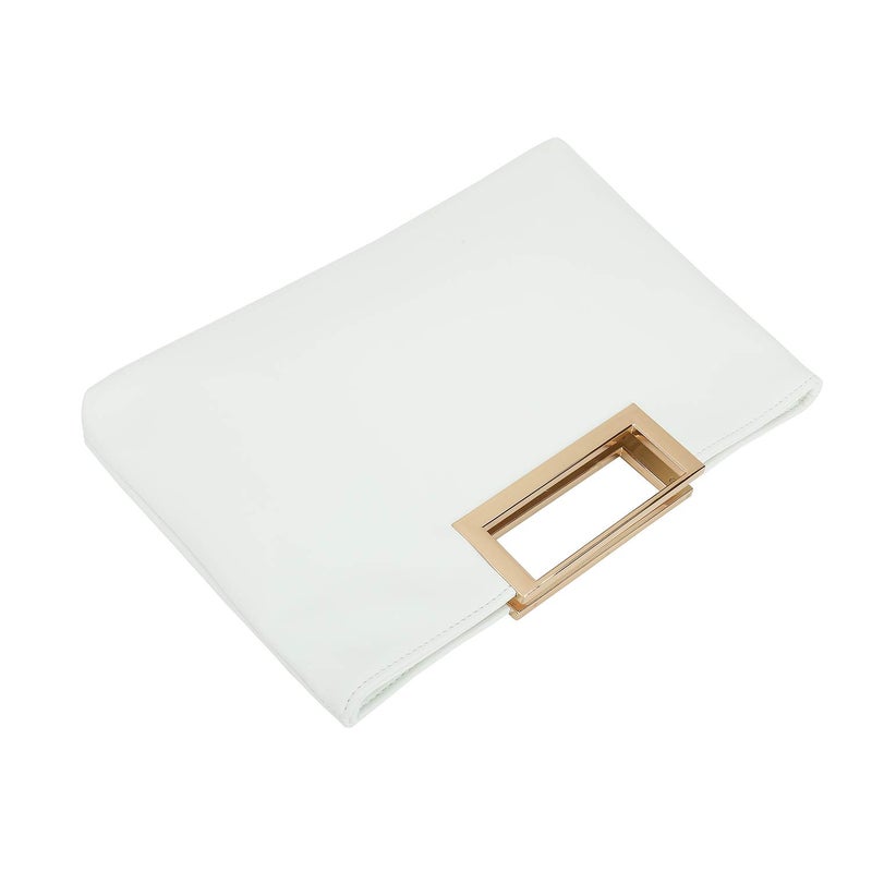 CHARMING TAILOR Fashion PU Leather Handbag Stylish Women Convertible Clutch Purse (White) - Image 3