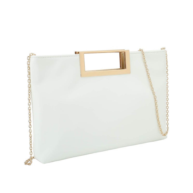 CHARMING TAILOR Fashion PU Leather Handbag Stylish Women Convertible Clutch Purse (White) - Image 2