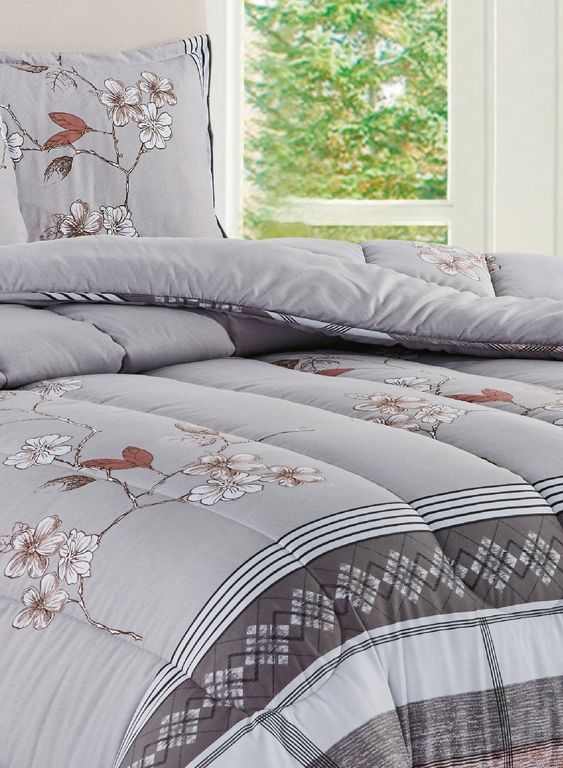 Moon Bed In A Bag Medium Filling King Size Comforter Set, 10 Pcs Floral Bedding Set Size 220 X 240 Cm with Comforter, Quilted Bed Skirt, Pillowcases, Cushion & Bedroom Slipper, Multicolor  - Image 4