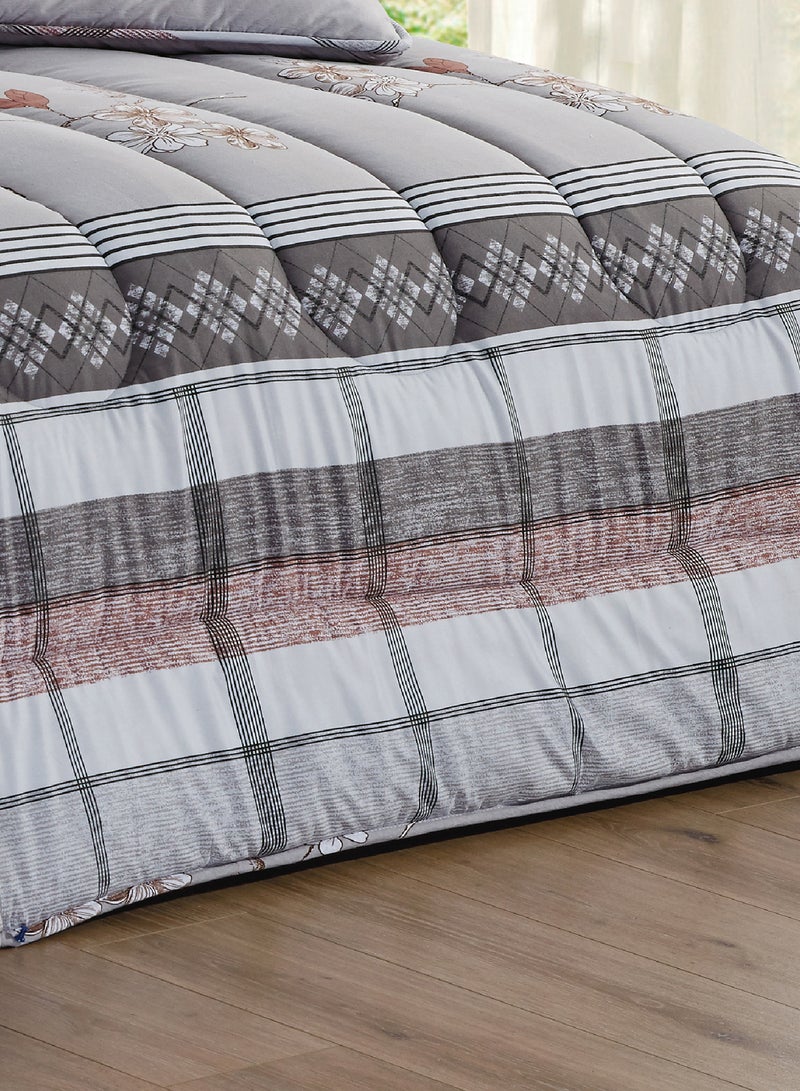 Moon Bed In A Bag Medium Filling King Size Comforter Set, 10 Pcs Floral Bedding Set Size 220 X 240 Cm with Comforter, Quilted Bed Skirt, Pillowcases, Cushion & Bedroom Slipper, Multicolor  - Image 5