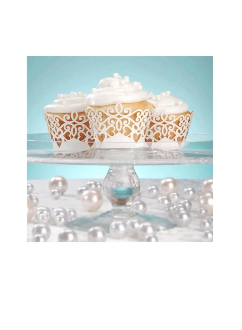 Laser Cut Cupcake Wrap White Pearl Finish - Image 1