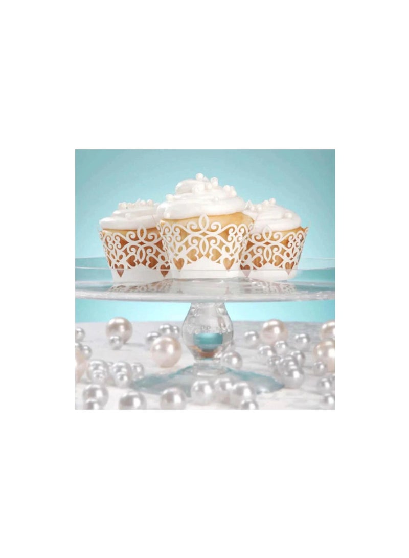 Laser Cut Cupcake Wrap White Pearl Finish - Image 3