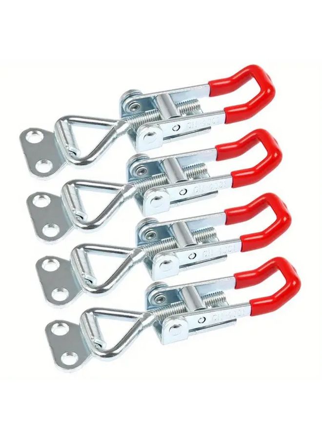 4 قطع من مشابك الإطلاق السريع المتينة، قفل ذراع معدني فضي للأمتاض، صناديق الأدوات، والمعدات الخارجية - Image 2