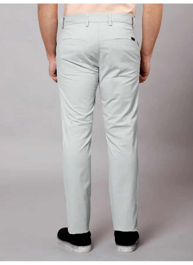 بيونغ BEYOUNG Men's Regular Soild Casual Silvery White Chinos for Men