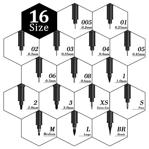 Tebik 16 Pack Calligraphy Pens, Hand Lettering Pens, Brush Markers Black Ink for Beginners Writing, Lettering, Journaling, Art Drawing, Signature, Illustrations and Office School Supplies - Image 3