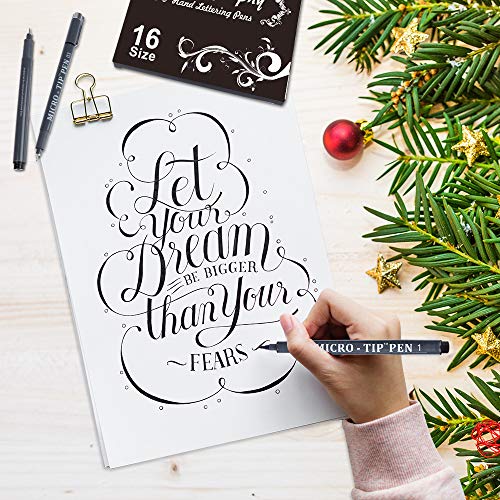 Tebik 16 Pack Calligraphy Pens, Hand Lettering Pens, Brush Markers Black Ink for Beginners Writing, Lettering, Journaling, Art Drawing, Signature, Illustrations and Office School Supplies - Image 4