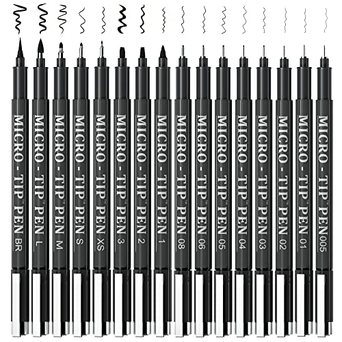 Tebik 16 Pack Calligraphy Pens, Hand Lettering Pens, Brush Markers Black Ink for Beginners Writing, Lettering, Journaling, Art Drawing, Signature, Illustrations and Office School Supplies - Image 1