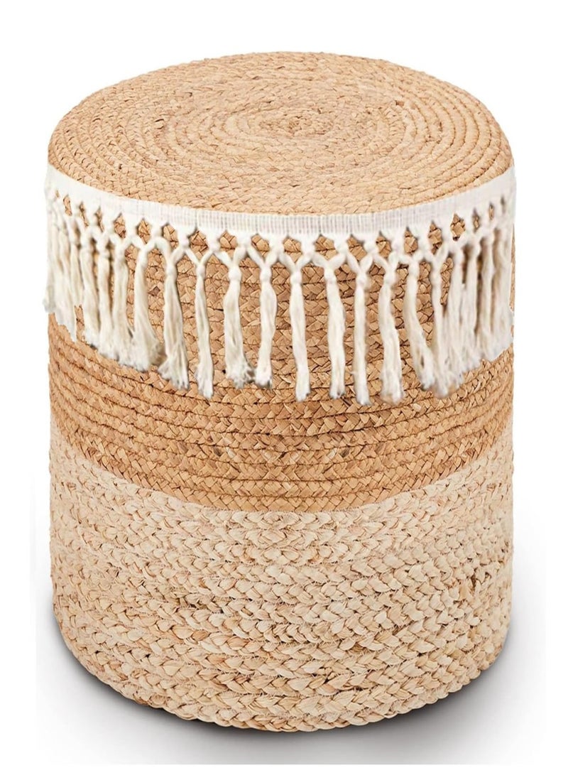 Generic 𝐅𝐅𝐃 Handmade Natural Jute Round Pouf – Eco-Friendly Woven Floor Cushion, Boho Ottoman & Footstool for Living Room, Bedroom, Patio – Rustic & Sustainable Home Decor  - Image 1