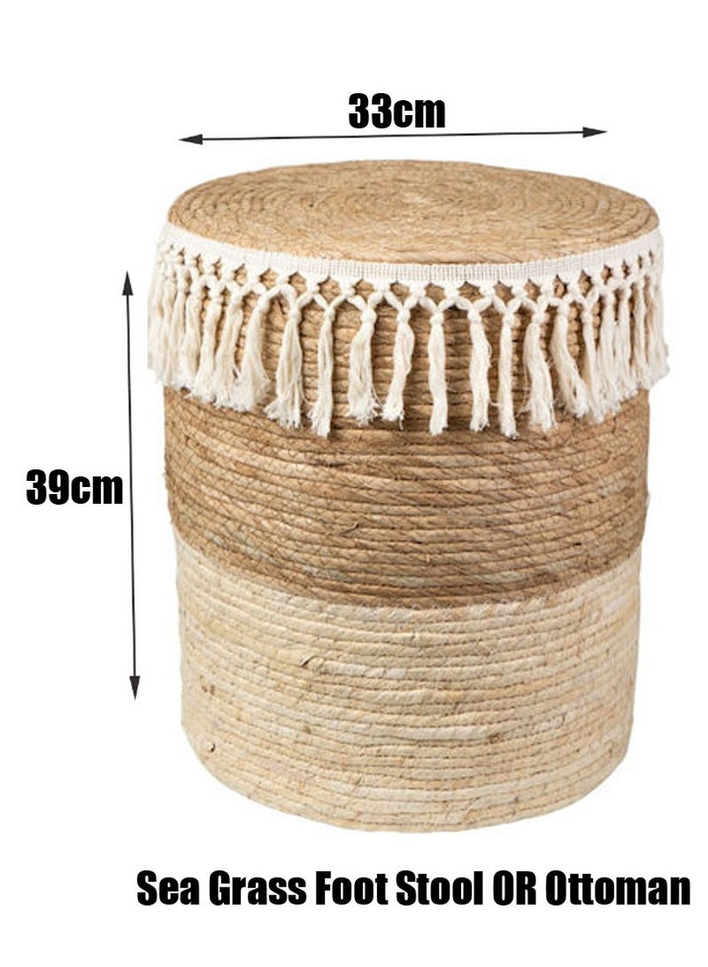 Generic 𝐅𝐅𝐃 Handmade Natural Jute Round Pouf – Eco-Friendly Woven Floor Cushion, Boho Ottoman & Footstool for Living Room, Bedroom, Patio – Rustic & Sustainable Home Decor  - Image 2
