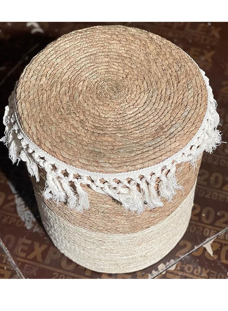 Generic 𝐅𝐅𝐃 Handmade Natural Jute Round Pouf – Eco-Friendly Woven Floor Cushion, Boho Ottoman & Footstool for Living Room, Bedroom, Patio – Rustic & Sustainable Home Decor  - Image 5
