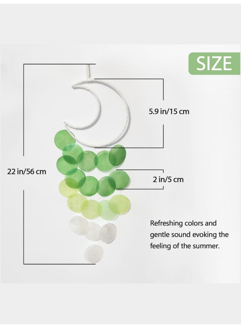 بي إس أجراس رياح كابيز الفريدة | ماسك أحلام قمري صغير جميل للخارج | شلالات يدوية الصنع ذات صوت مهدئ | أجراس رياح معلقة على الشاطئ والساحل والمحيط | لحديقة الفناء الصيفية (أخضر) - Image 2