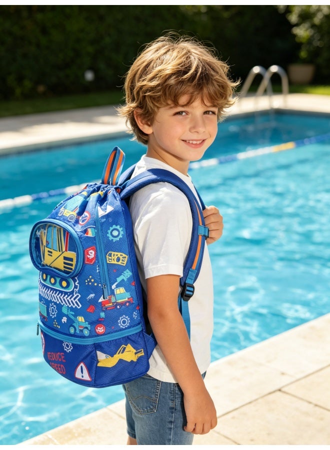 Five dream house Kids Swim Bag Double Waterproof Swimming Backpack for Kids Boys Swim Bag with Wet Dry Separation and Independent Shoe Compartment 25.5×13×41cm - Image 2