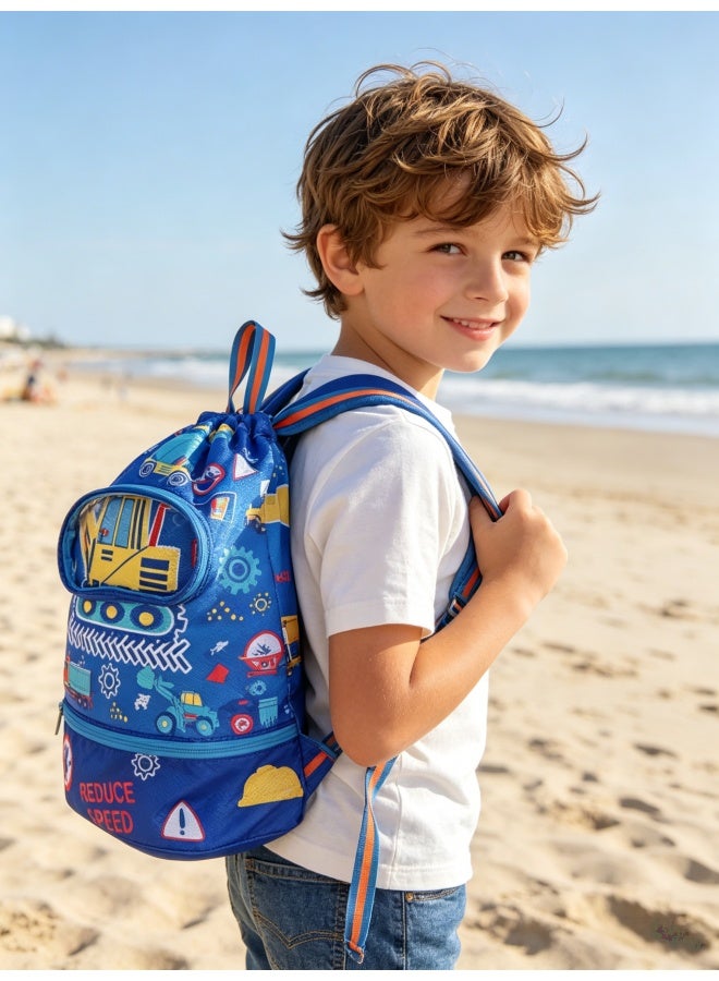 Five dream house Kids Swim Bag Double Waterproof Swimming Backpack for Kids Boys Swim Bag with Wet Dry Separation and Independent Shoe Compartment 25.5×13×41cm - Image 3