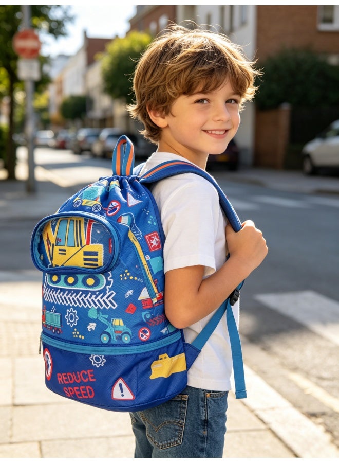 Five dream house Kids Swim Bag Double Waterproof Swimming Backpack for Kids Boys Swim Bag with Wet Dry Separation and Independent Shoe Compartment 25.5×13×41cm - Image 1
