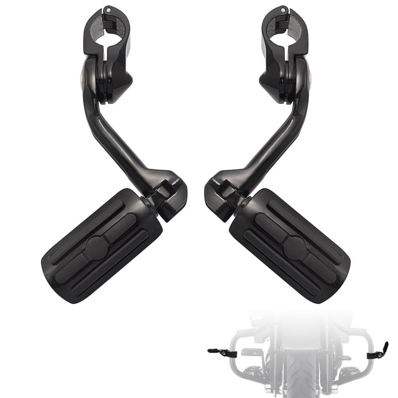FOVPLUE 125 Highway FootpegsLong Angled Adjustable Highway Pegs wMounts for Harley Touring Street Glide Electra Glide Road King Softail CVO Dyna Trike VRSC Sportster w114 Engine GuardBlack1