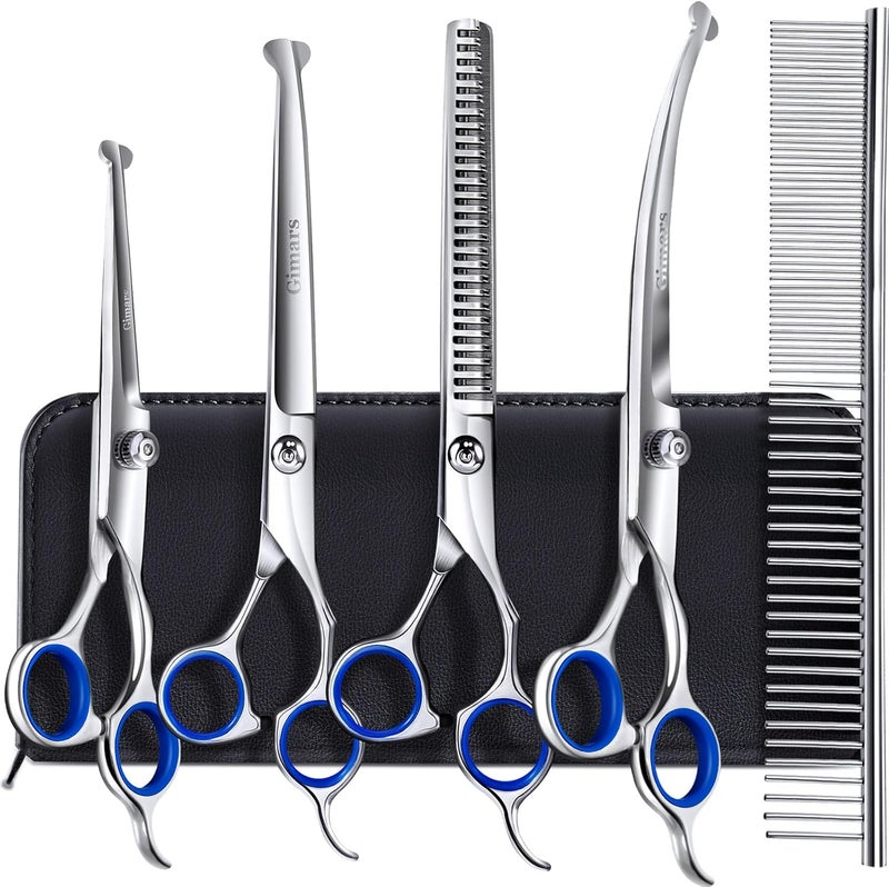 Professional 6 in 1 Dog Grooming Scissors Set - 4CR Stainless Steel with Safety Round Tip - Image 1