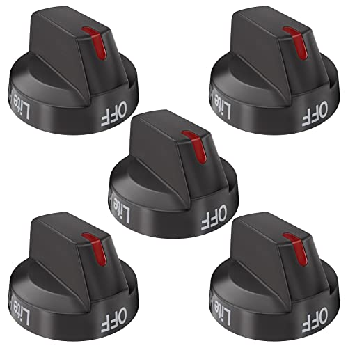 S-Union [Upgraded] DG64-00473B Stove Knobs Black Stainless Steel Compatible with Samsung Gas Range Oven Stove, Top Burner Control Dial Knob, Oven Knob Replacement NX58M6850SG, NX58J7750SG, NX58J5600SG (5pcs) - Image 1