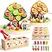 INIFEIDALA Montessori Wooden Preschool Educational Toy Ages 35 Apple Picking Magnetic Fruit Tree Shape Color Sorter Carrot Harvest Fishing Game Fine Motor Skills Development - Image 2