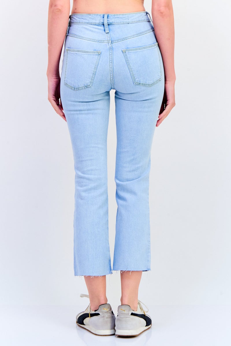 Universal Thread Women Bootcut Fit Washed Regular Length Stretchable Jeans, Light Blue - Image 3