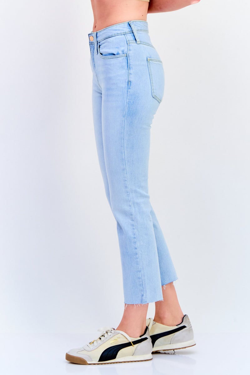 Universal Thread Women Bootcut Fit Washed Regular Length Stretchable Jeans, Light Blue - Image 2