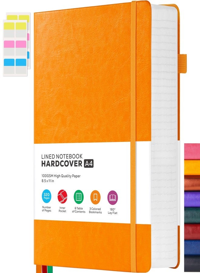 FOCUS DAY A4 Hardcover Notebook, Large 8.5 x 11 Notebook Journals for Writing Note Taking Women & Men, 320 Pages Hardcover Work Notebook Journal Notepad Writing Pads, Orange - Image 1