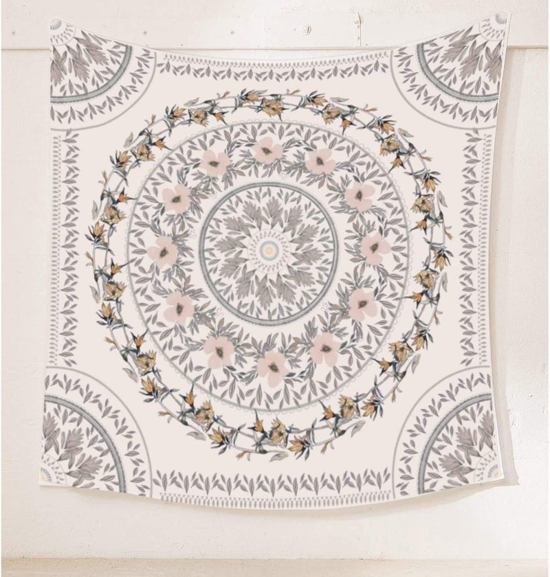 Simpkeely Simpkeely Sketched Floral Medallion Tapestry Bohemian Mandala Wall Hanging Tapestries Indian Art Print Mural for Bedroom Living Room Dorm Home Dcor 591 x 591 InchesMauve 