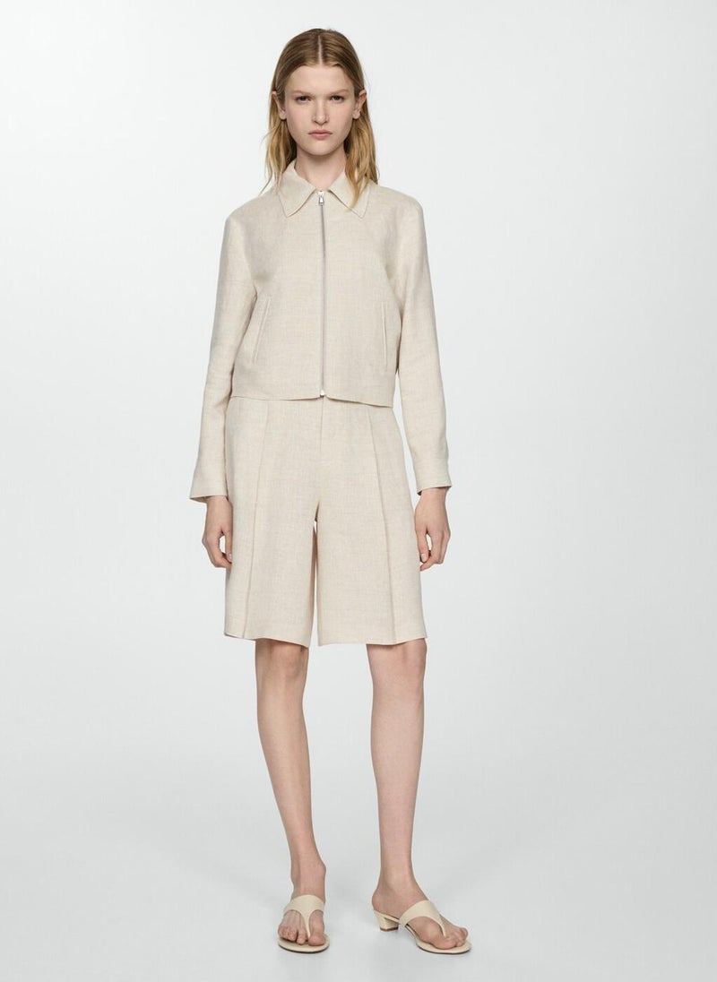 MANGO 100% Linen Jacket With Zip  - Image 5