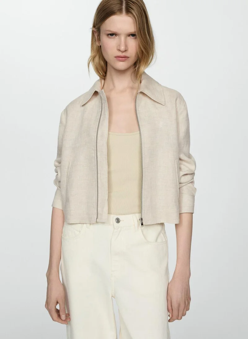 مانجو 100% Linen Jacket With Zip