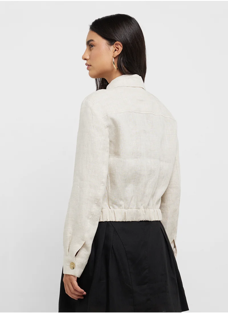 مانجو 100% Linen Jacket With Zip