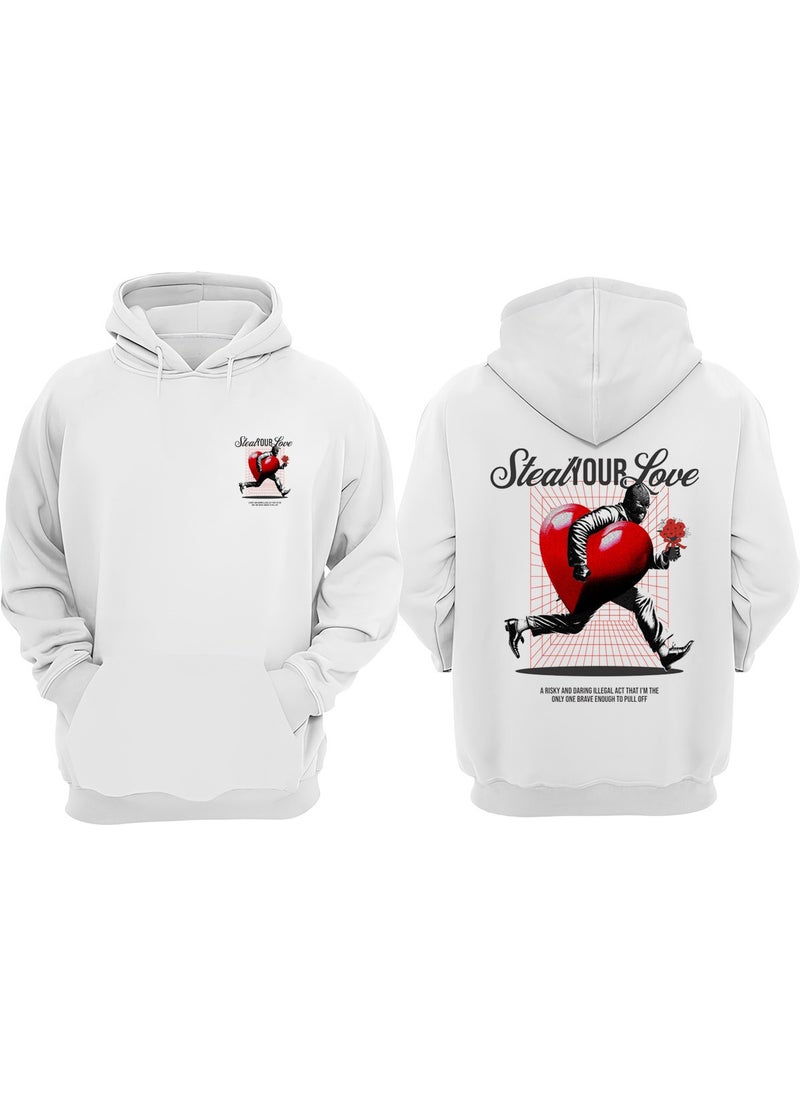 The Wert - Unisex Steal Your Love Design Front Back Printed Regular Fit White Sweatshirt - Image 1