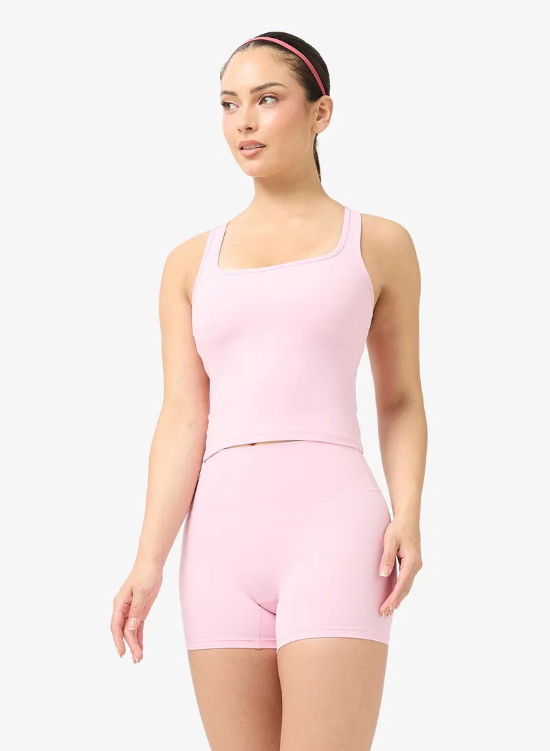 فورورد طقم تانك توب وشورت بياقة مربعة بدون خياطة بلمسة ناعمة