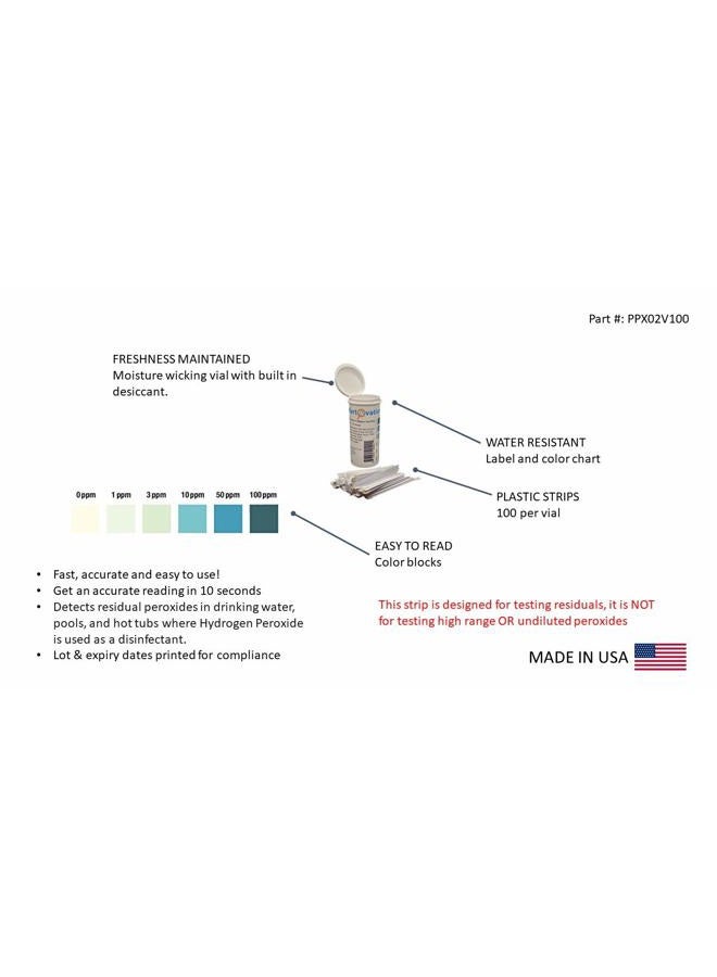 Bartovation Hydrogen Peroxide H2O2 Test Strips, Low Level, 0-100 Ppm [Vial Of 100 Strips] - Image 2