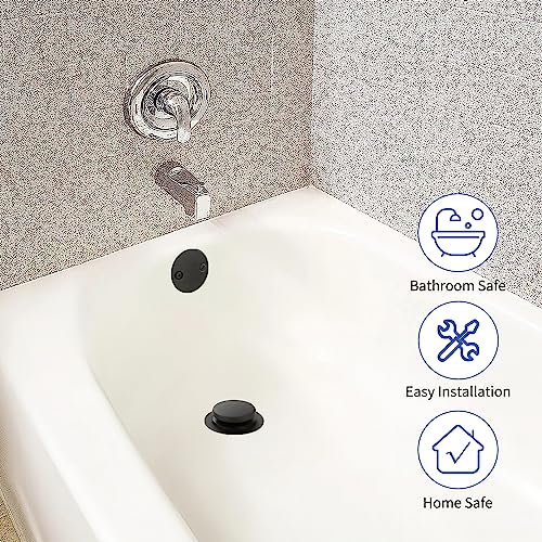 TLOZX Matte Black Bathtub Drain Tip-Toe Tub Trim Set with Two-Hole Overflow Faceplate Bathroom Tub Drains Replacement Conversion Tub Drain Kit Assembly with Universal Fine & Coarse Thread - Image 5