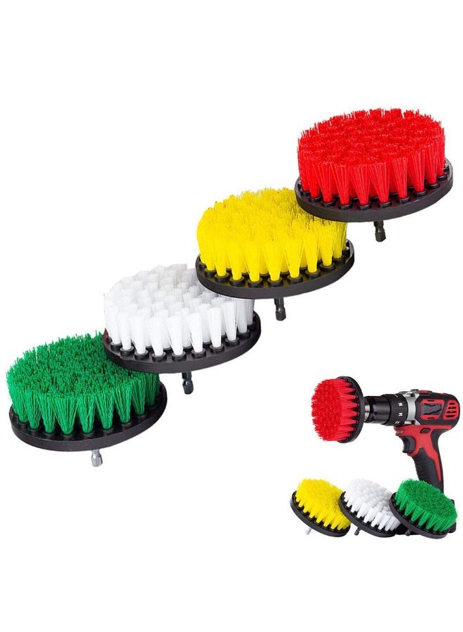Drillstuff Drill Brush Attachment Power Scrubber Brush Set - 4in 4 Piece Soft, Medium and Stiff Power Scrubbing Brushes Drill Attachment – Spin Brushes for Cleaning Showers, Tubs, Bathroom, Tile, Grout, Carpet - Image 1