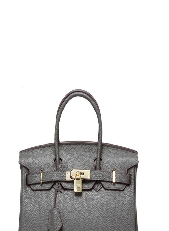 Loquat Gold Buckle Leather Handbag Iron Gray  - Image 2