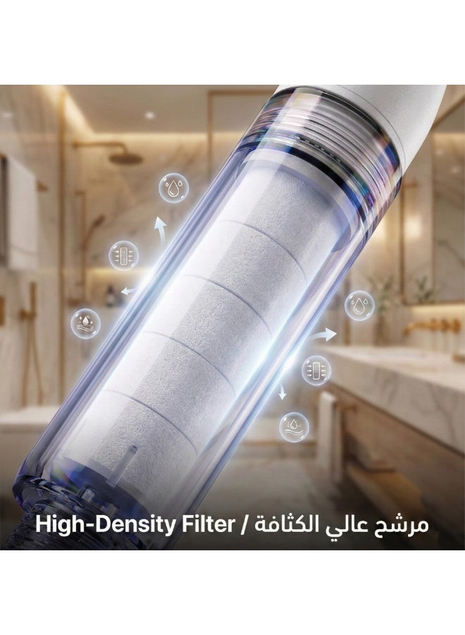Portable Travel Shower Head with Filter - High Pressure, Chlorine & Rust Removal for Hair/Skin Care - 3 Flow Settings(White) - Image 4