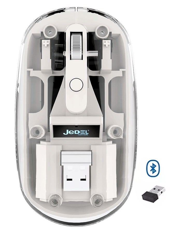 JeDEL WD131P Wireless, Bluetooth Rechargeable Mouse - 1600 DPI Adjustable - Battery Life 180 Hours (Beige) - Image 1